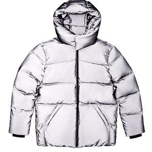 RARE ALEXANDER WANG x H&M REFLECTIVE Puffer Down 3M Hooded Jacket Size Medium